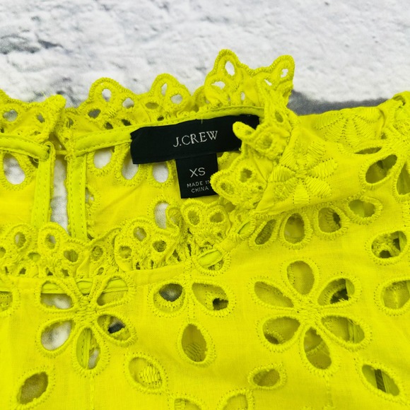 J Crew Eyelet Lace Sleeveless Blouse Lime Green Size XS - Picture 3 of 9